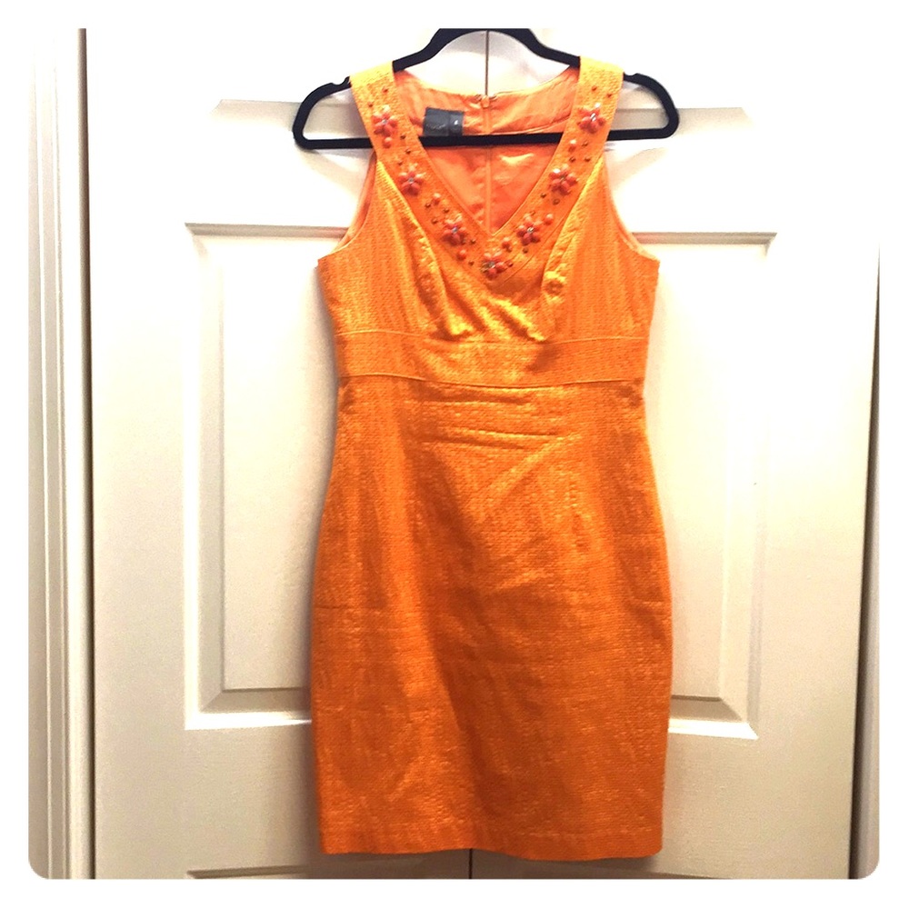 Orange Cocktail Dress w/ beaded embellishments